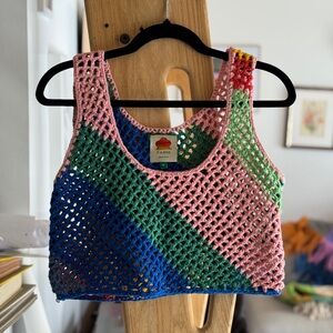 FARM Rio Colorful Crochet Crop Top (M)